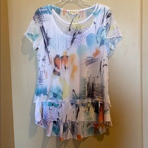 High Low Mesh Overlay Shirt (L)